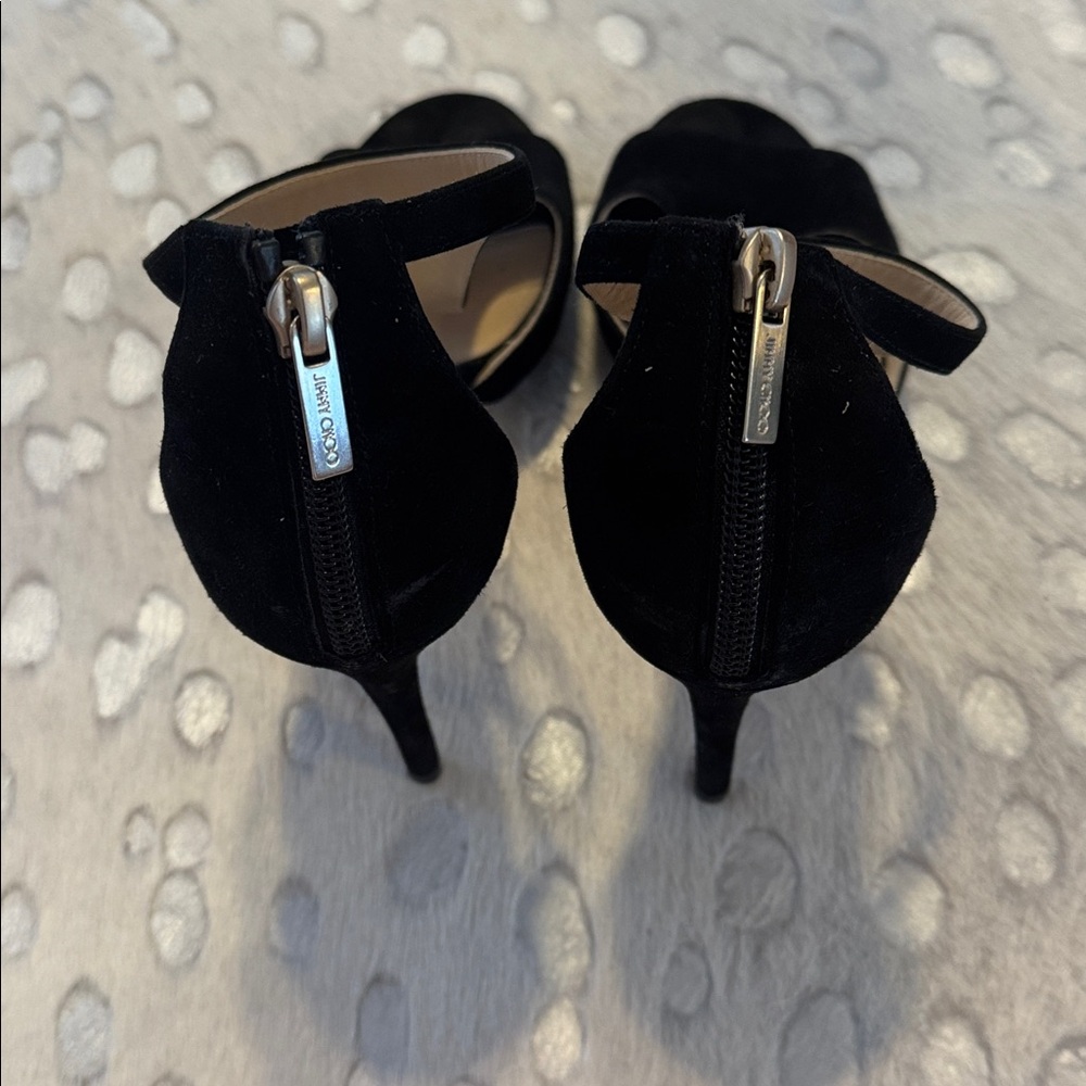 Jimmy Choo Black Alana Cut Out Suede Heels - Picture 3 of 7
